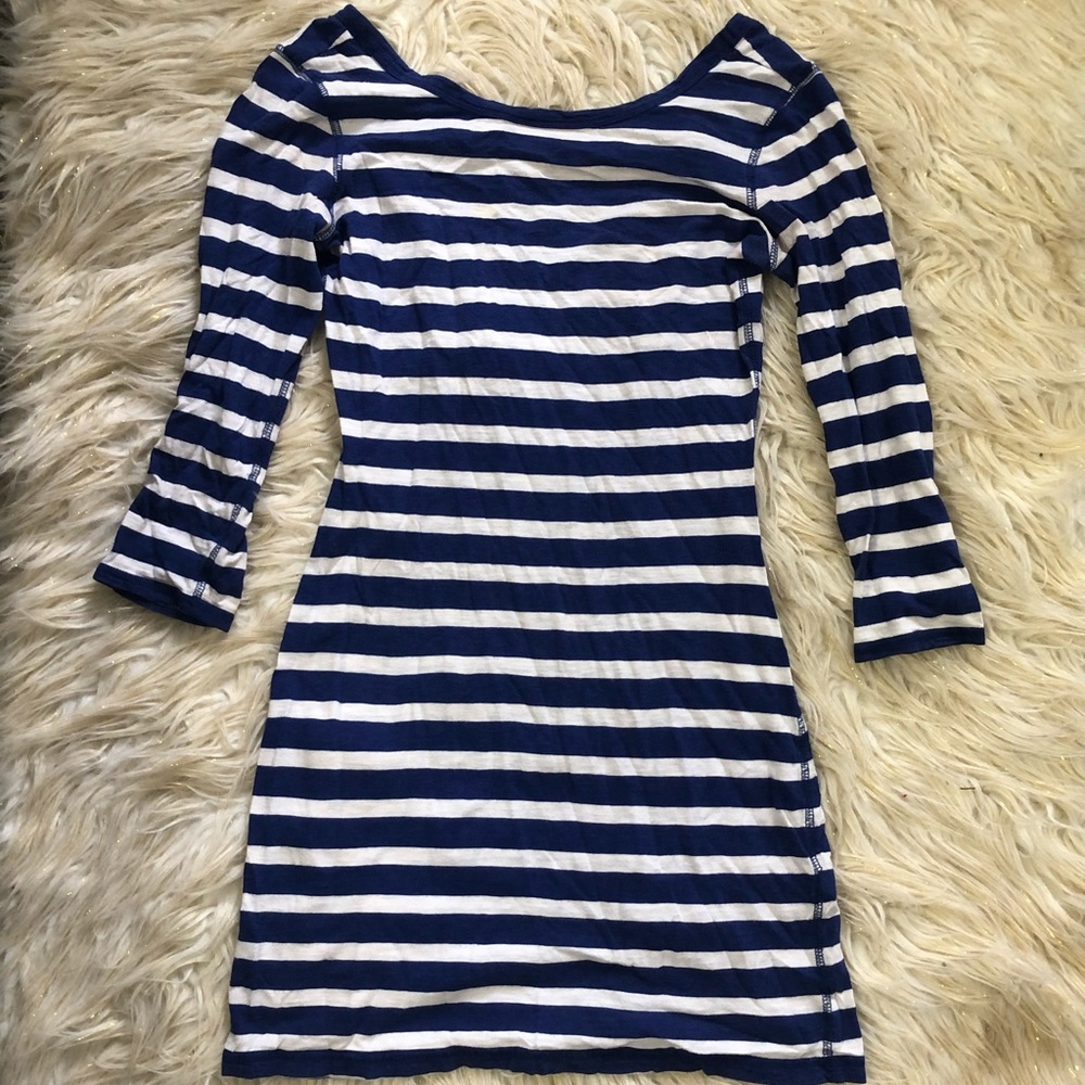 Express white and blue stripped dress